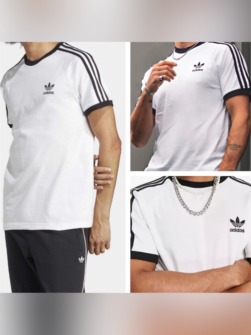 Adidas Originals Men’s 2XL White Black 3-Stripes Trefoil T-Shirt